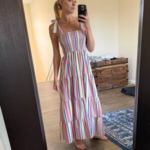 Striped Tie-Shoulder Maxi Dress - Multi